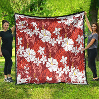 Red Hawaiian Hibiscus Monstera Quilt Grunge Stylized LT01 - Polynesian Pride