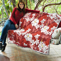 Red Hawaiian Hibiscus Monstera Quilt Grunge Stylized LT01 - Polynesian Pride