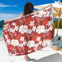 Red Hawaiian Hibiscus Monstera Sarong Grunge Stylized