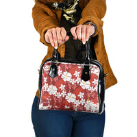 Red Hawaiian Hibiscus Monstera Shoulder Handbag Grunge Stylized LT01 One Size Red - Polynesian Pride
