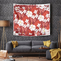 Red Hawaiian Hibiscus Monstera Tapestry Grunge Stylized LT01 Red - Polynesian Pride