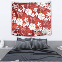 Red Hawaiian Hibiscus Monstera Tapestry Grunge Stylized LT01 - Polynesian Pride