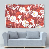 Red Hawaiian Hibiscus Monstera Tapestry Grunge Stylized LT01 - Polynesian Pride