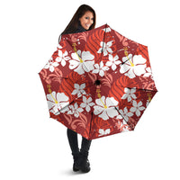 Red Hawaiian Hibiscus Monstera Umbrella Grunge Stylized LT01 - Polynesian Pride