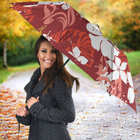 Red Hawaiian Hibiscus Monstera Umbrella Grunge Stylized LT01 - Polynesian Pride