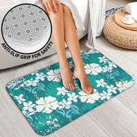 Teal Hawaiian Hibiscus Monstera Bathroom Set Grunge Stylized