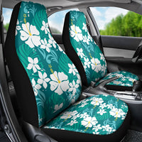 Teal Hawaiian Hibiscus Monstera Car Seat Cover Grunge Stylized LT01 - Polynesian Pride