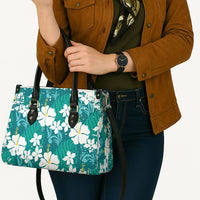 Teal Hawaiian Hibiscus Monstera Leather Bag Grunge Stylized LT01 - Polynesian Pride