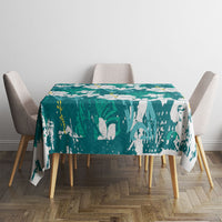 Teal Hawaiian Hibiscus Monstera Tablecloth Grunge Stylized LT01 - Polynesian Pride