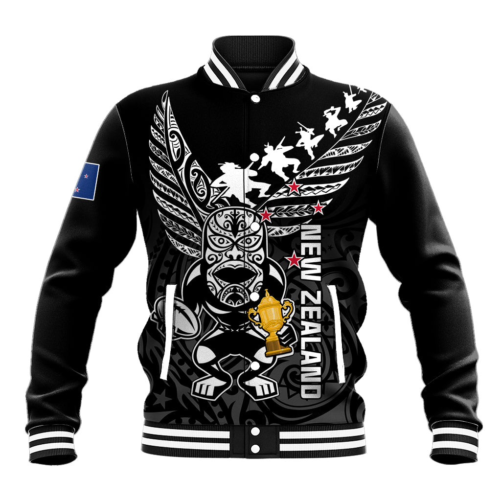 Custom New Zealand Silver Fern Rugby Baseball Jacket Aotearoa Champion 2023 World Cup LT01 Unisex Black - Polynesian Pride