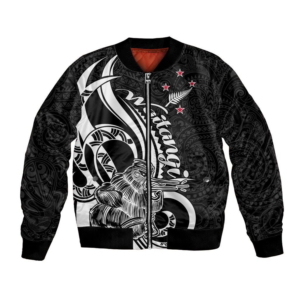 New Zealand Waitangi Day Bomber Jacket Aotearoa Te Tiriti O Waitangi Kiwi Black Version LT01 Unisex Black - Polynesian Pride