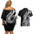 New Zealand Waitangi Day Couples Matching Off Shoulder Short Dress and Hawaiian Shirt Aotearoa Te Tiriti O Waitangi Kiwi Black Version LT01 - Polynesian Pride