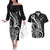 New Zealand Waitangi Day Couples Matching Off The Shoulder Long Sleeve Dress and Hawaiian Shirt Aotearoa Te Tiriti O Waitangi Kiwi Black Version LT01 Black - Polynesian Pride