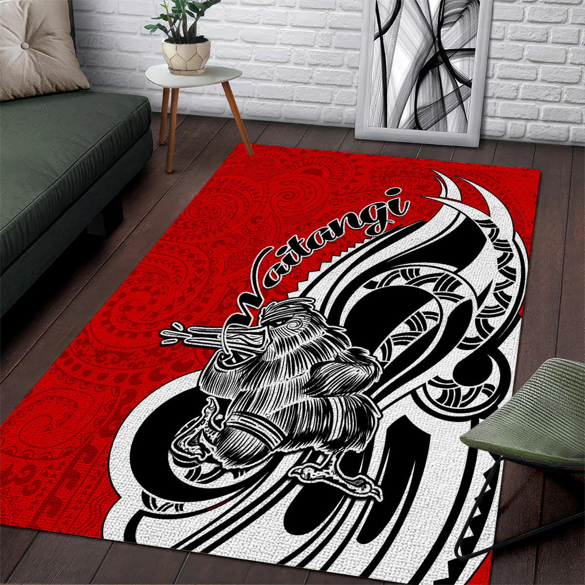 New Zealand Waitangi Day Area Rug Aotearoa Te Tiriti O Waitangi Kiwi Red Version LT01 Red - Polynesian Pride