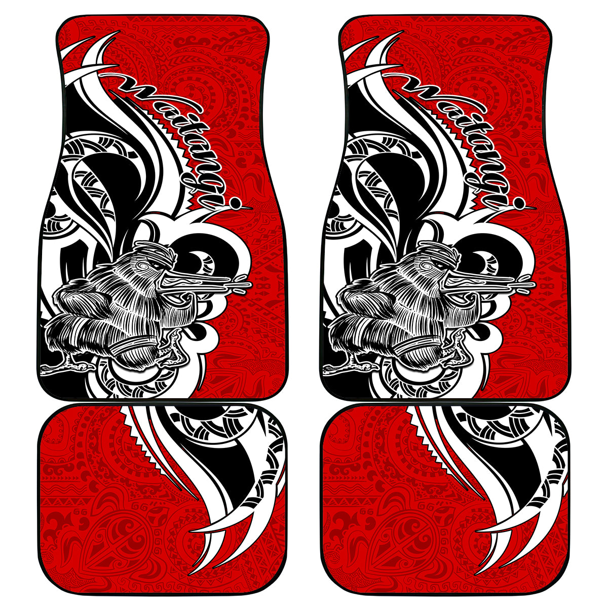 New Zealand Waitangi Day Car Mats Aotearoa Te Tiriti O Waitangi Kiwi Red Version LT01 Red - Polynesian Pride