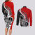 New Zealand Waitangi Day Couples Matching Long Sleeve Bodycon Dress and Long Sleeve Button Shirt Aotearoa Te Tiriti O Waitangi Kiwi Red Version LT01 - Polynesian Pride