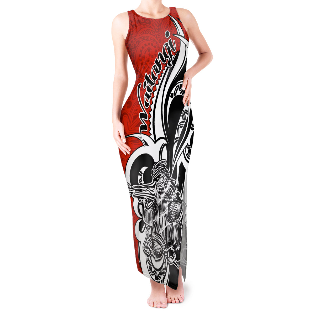 New Zealand Waitangi Day Tank Maxi Dress Aotearoa Te Tiriti O Waitangi Kiwi Red Version LT01 Women Red - Polynesian Pride