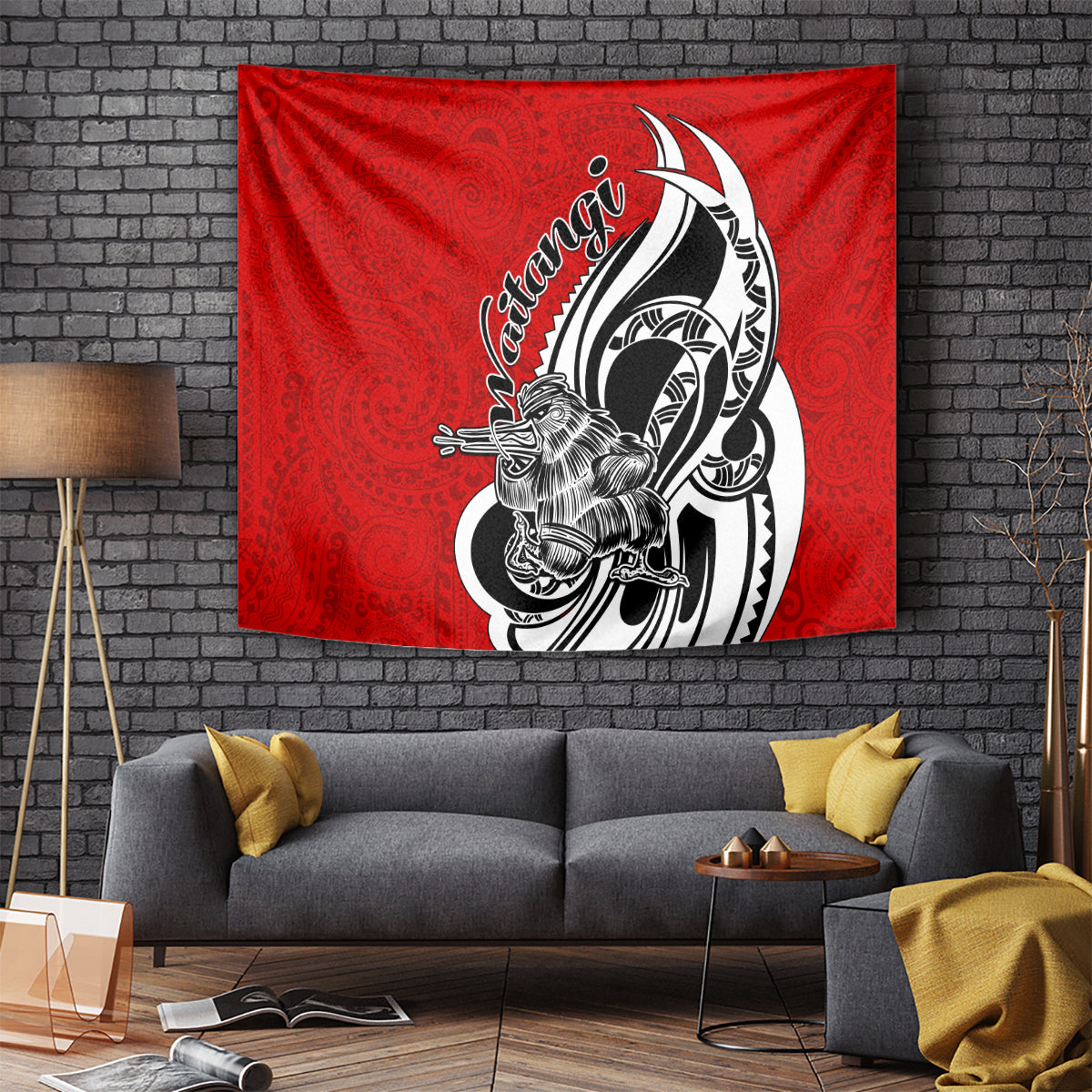 New Zealand Waitangi Day Tapestry Aotearoa Te Tiriti O Waitangi Kiwi Red Version LT01 Red - Polynesian Pride