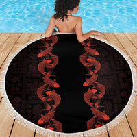 Hawaii Japan Koi Fish Red Beach Blanket Tapa Pattern LT01 - Polynesian Pride