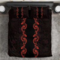 Hawaii Japan Koi Fish Red Bedding Set Tapa Pattern LT01 Red - Polynesian Pride