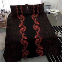 Hawaii Japan Koi Fish Red Bedding Set Tapa Pattern LT01 - Polynesian Pride