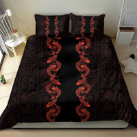 Hawaii Japan Koi Fish Red Bedding Set Tapa Pattern LT01 - Polynesian Pride