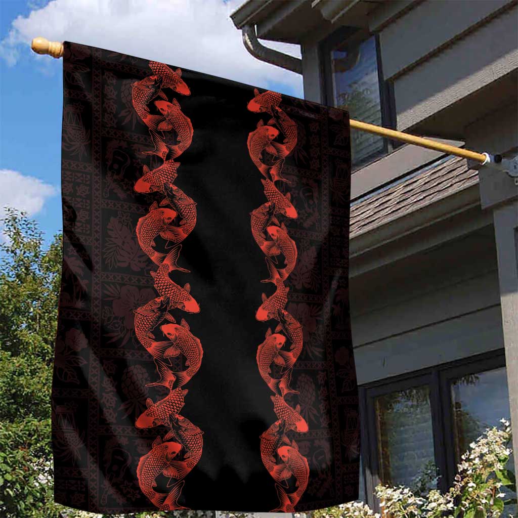 Hawaii Japan Koi Fish Red Garden Flag Tapa Pattern LT01 - Polynesian Pride