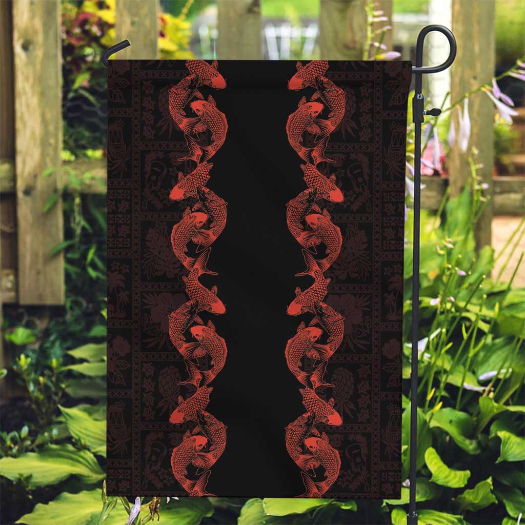Hawaii Japan Koi Fish Red Garden Flag Tapa Pattern LT01 Garden Flag Red - Polynesian Pride