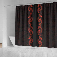 Hawaii Japan Koi Fish Red Shower Curtain Tapa Pattern LT01 - Polynesian Pride