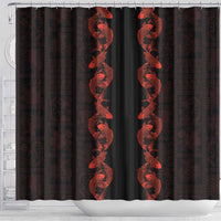 Hawaii Japan Koi Fish Red Shower Curtain Tapa Pattern LT01 - Polynesian Pride