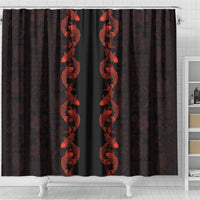 Hawaii Japan Koi Fish Red Shower Curtain Tapa Pattern LT01 - Polynesian Pride