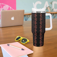 Hawaii Japan Koi Fish Red Tumbler With Handle Tapa Pattern LT01 - Polynesian Pride