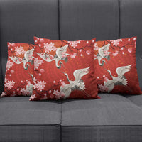 Hawaii Japan Cranes Sakura Flower Red Pillow Cover Japan Heritage Spirit LT01 - Polynesian Pride