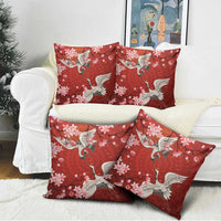 Hawaii Japan Cranes Sakura Flower Red Pillow Cover Japan Heritage Spirit LT01 - Polynesian Pride