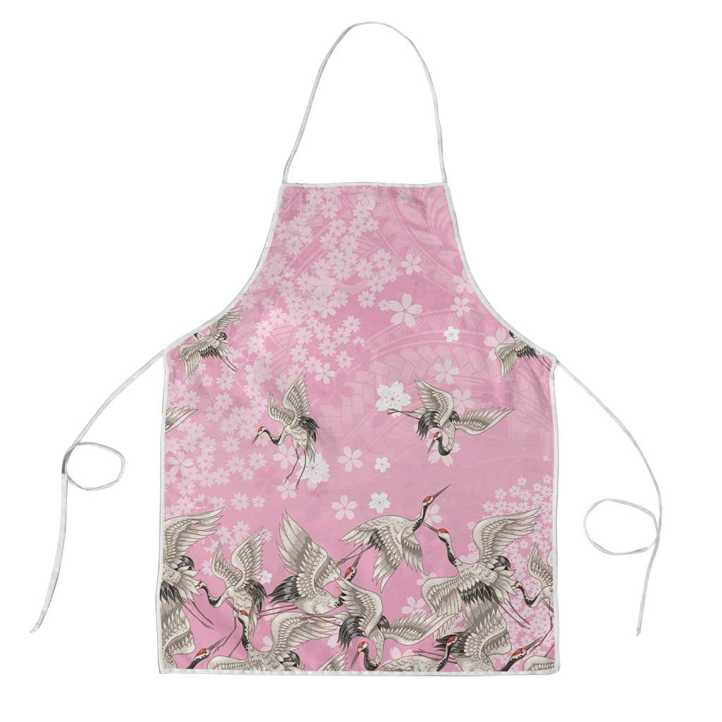 Cranes Sakura Floral Pink Pastel Apron Hawaii Japan Culture LT01 Pink - Polynesian Pride