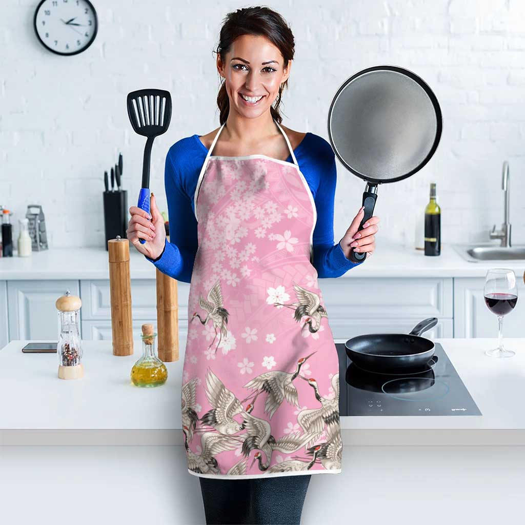 Cranes Sakura Floral Pink Pastel Apron Hawaii Japan Culture LT01 - Polynesian Pride
