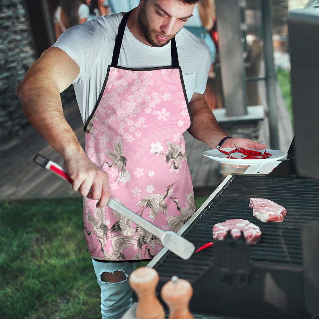 Cranes Sakura Floral Pink Pastel Apron Hawaii Japan Culture LT01 - Polynesian Pride
