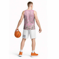 Cranes Sakura Floral Pink Pastel Basketball Jersey Hawaii Japan Culture LT01 - Polynesian Pride