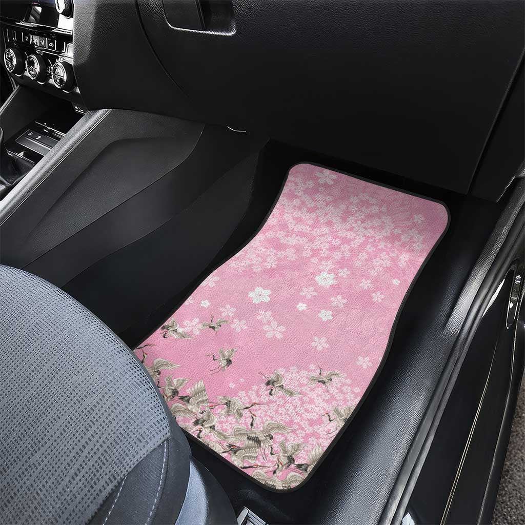 Cranes Sakura Floral Pink Pastel Car Mats Hawaii Japan Culture LT01 - Polynesian Pride