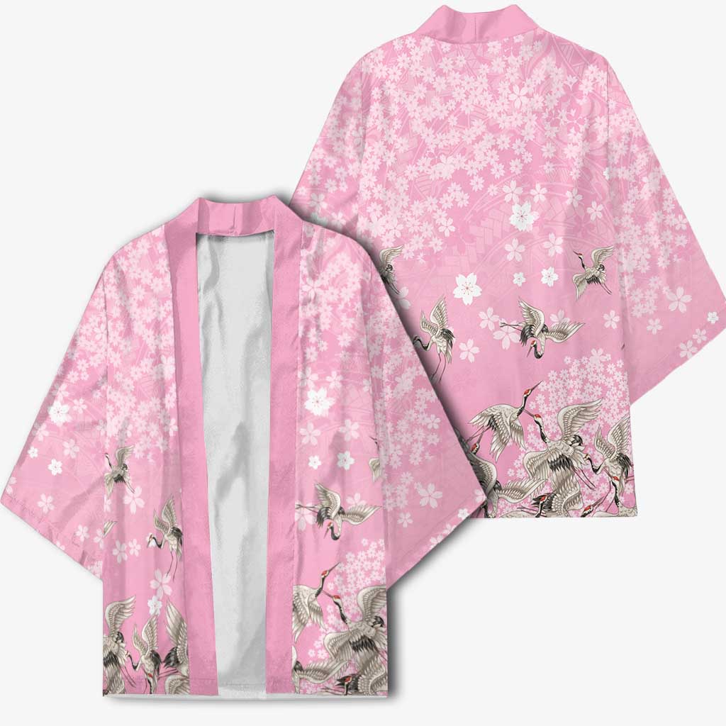 Cranes Sakura Floral Pink Pastel Kimono Hawaii Japan Culture LT01 - Polynesian Pride