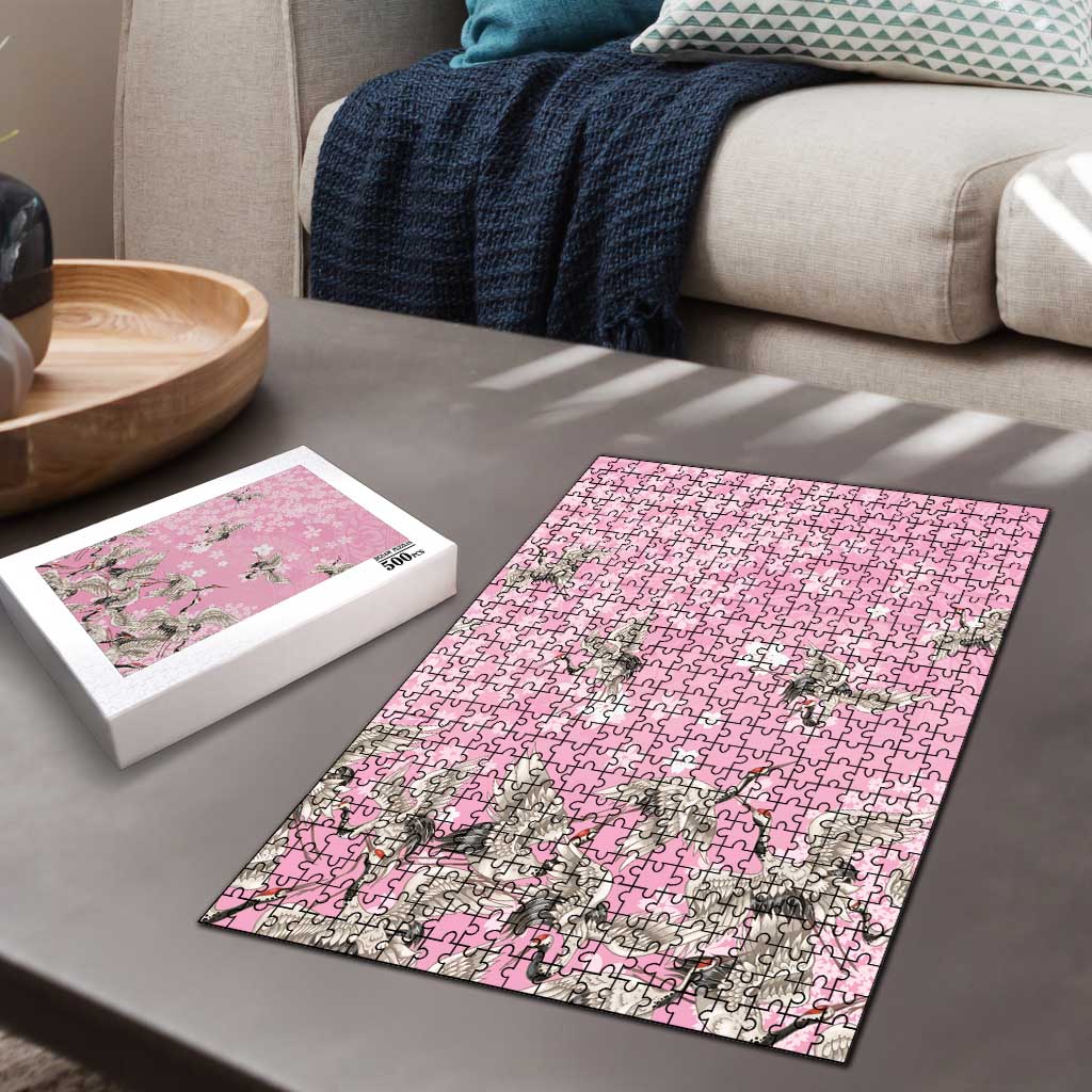 Cranes Sakura Floral Pink Pastel Puzzle Hawaii Japan Culture LT01 - Polynesian Pride