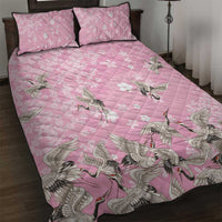 Cranes Sakura Floral Pink Pastel Quilt Bed Set Hawaii Japan Culture LT01 Pink - Polynesian Pride