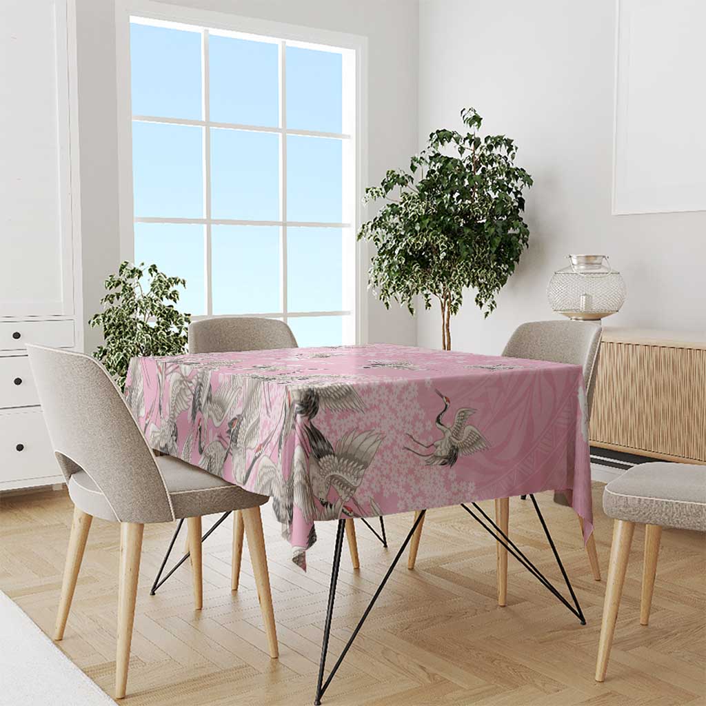 Cranes Sakura Floral Pink Pastel Tablecloth Hawaii Japan Culture LT01 - Polynesian Pride