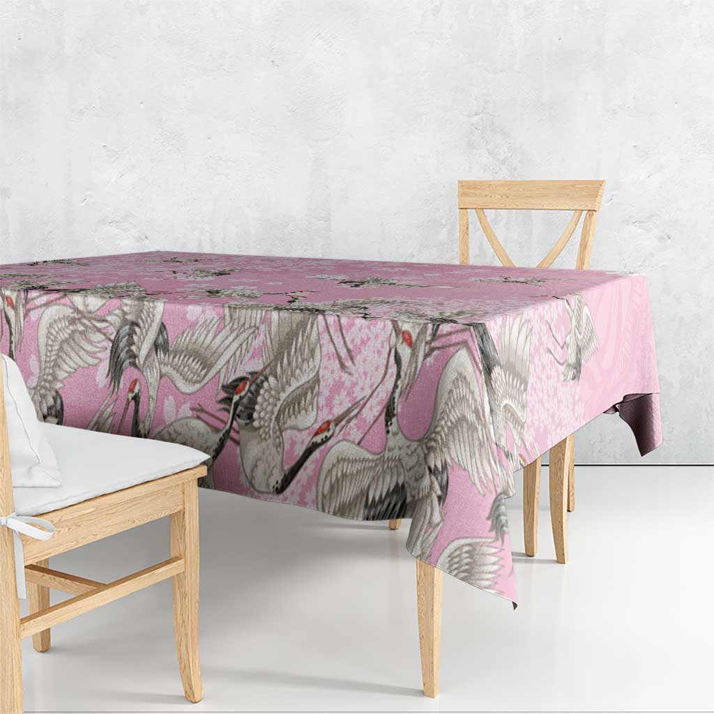 Cranes Sakura Floral Pink Pastel Tablecloth Hawaii Japan Culture LT01 - Polynesian Pride