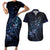 Personalised Matariki Paua Shell New Zealand Couples Matching Short Sleeve Bodycon Dress and Hawaiian Shirt Haka Dance At The Starry Night