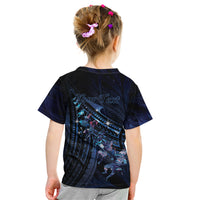 Personalised Matariki Paua Shell New Zealand Kid T Shirt Haka Dance At The Starry Night LT01 - Polynesian Pride