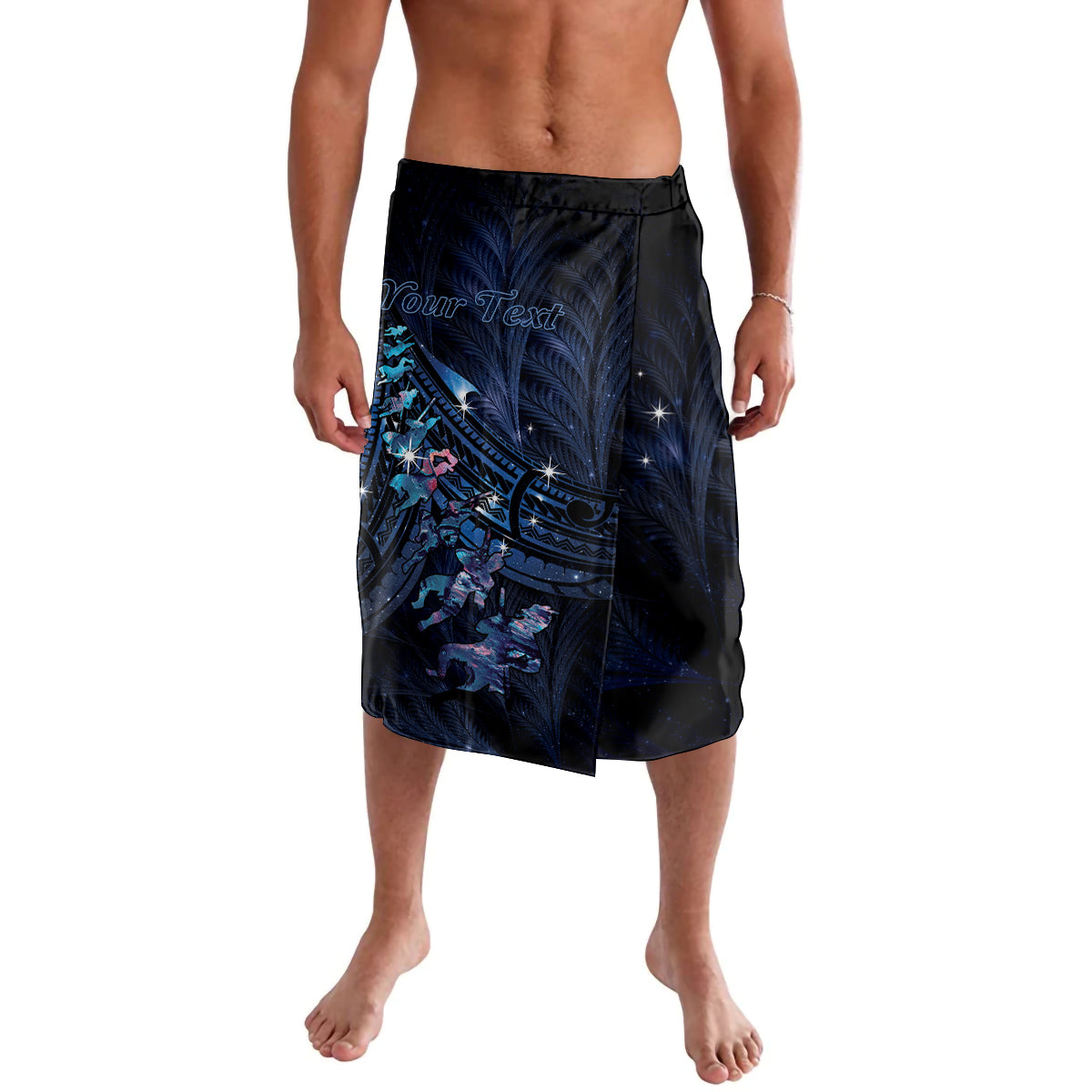 Personalised Matariki Paua Shell New Zealand Lavalava Haka Dance At The Starry Night LT01 Black - Polynesian Pride