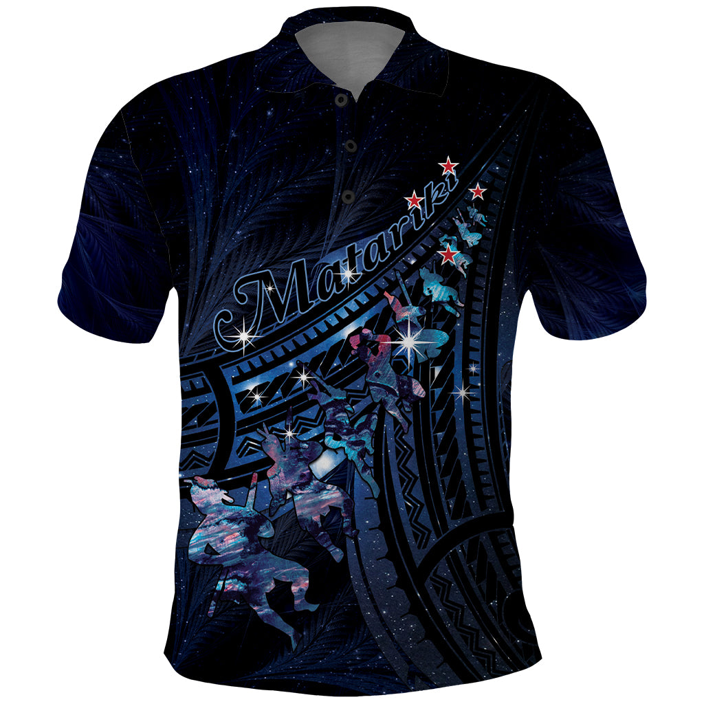 Personalised Matariki Paua Shell New Zealand Polo Shirt Haka Dance At The Starry Night