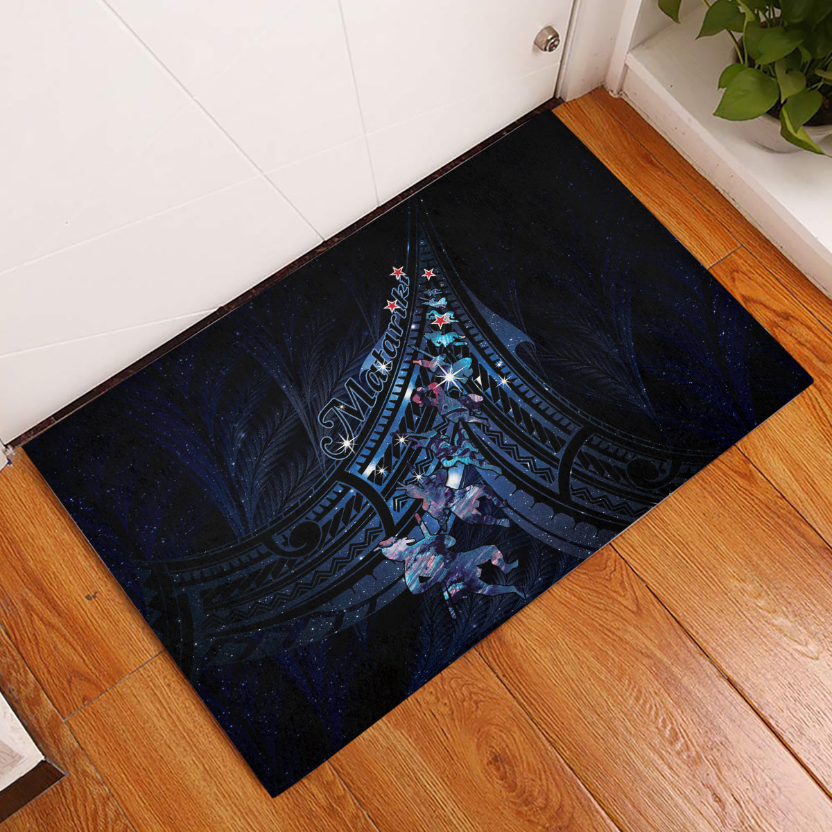 Matariki Paua Shell New Zealand Rubber Doormat Haka Dance At The Starry Night