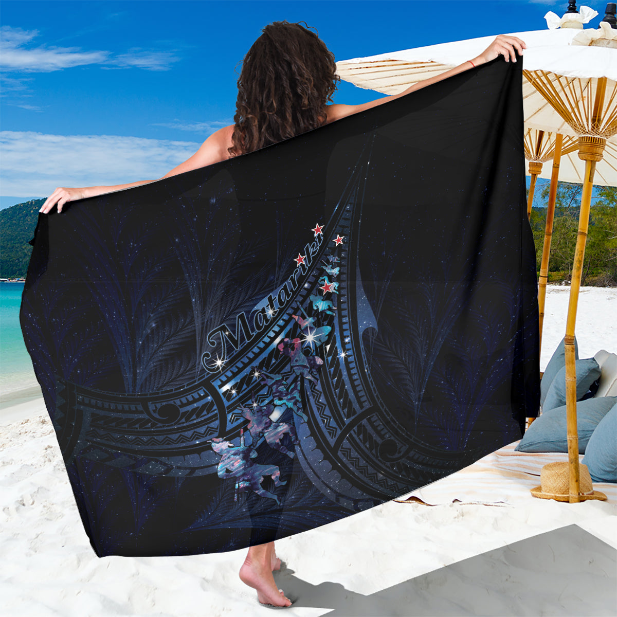 Matariki Paua Shell New Zealand Sarong Haka Dance At The Starry Night